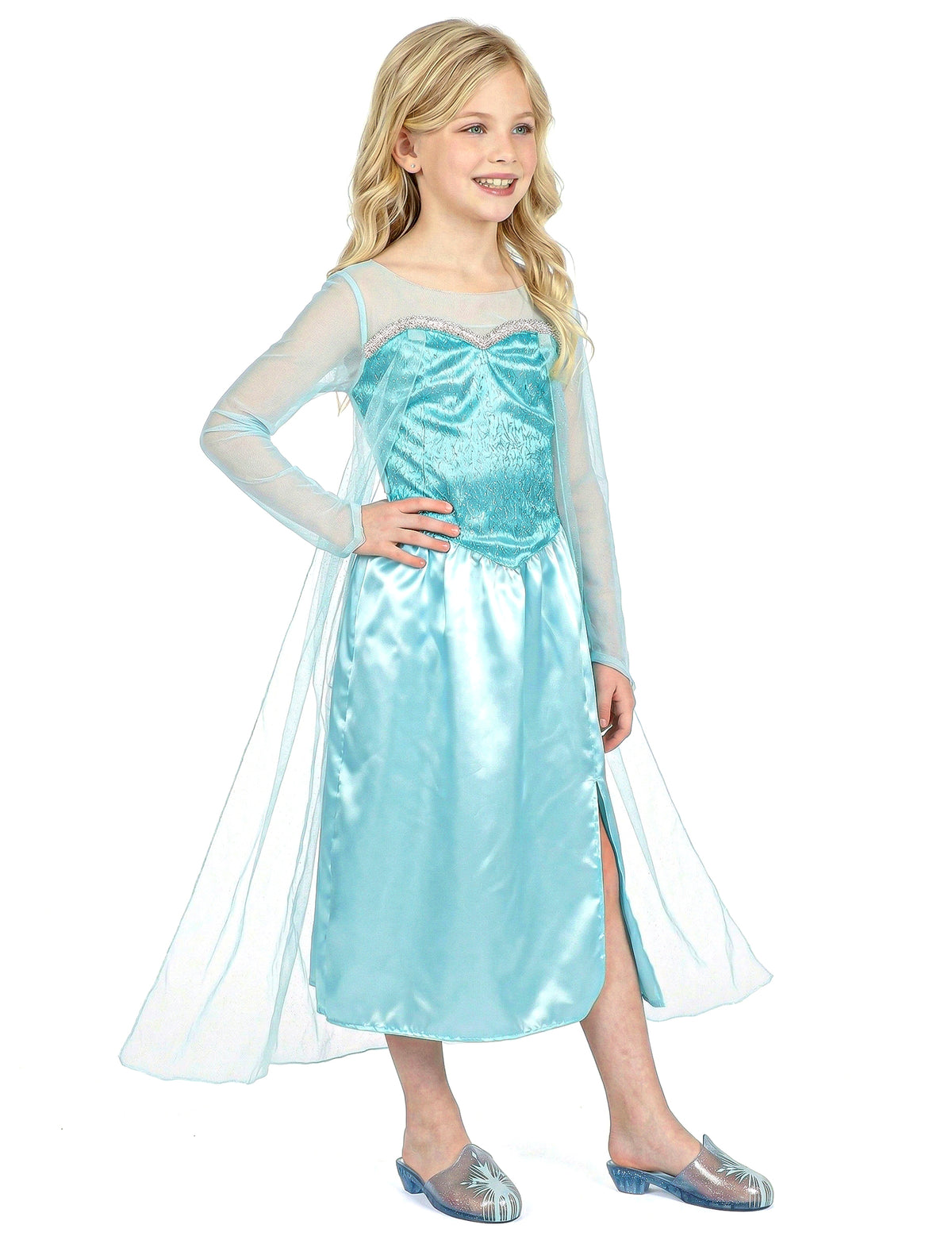 Vue de profil du déguisement classique Elsa la reine des neiges