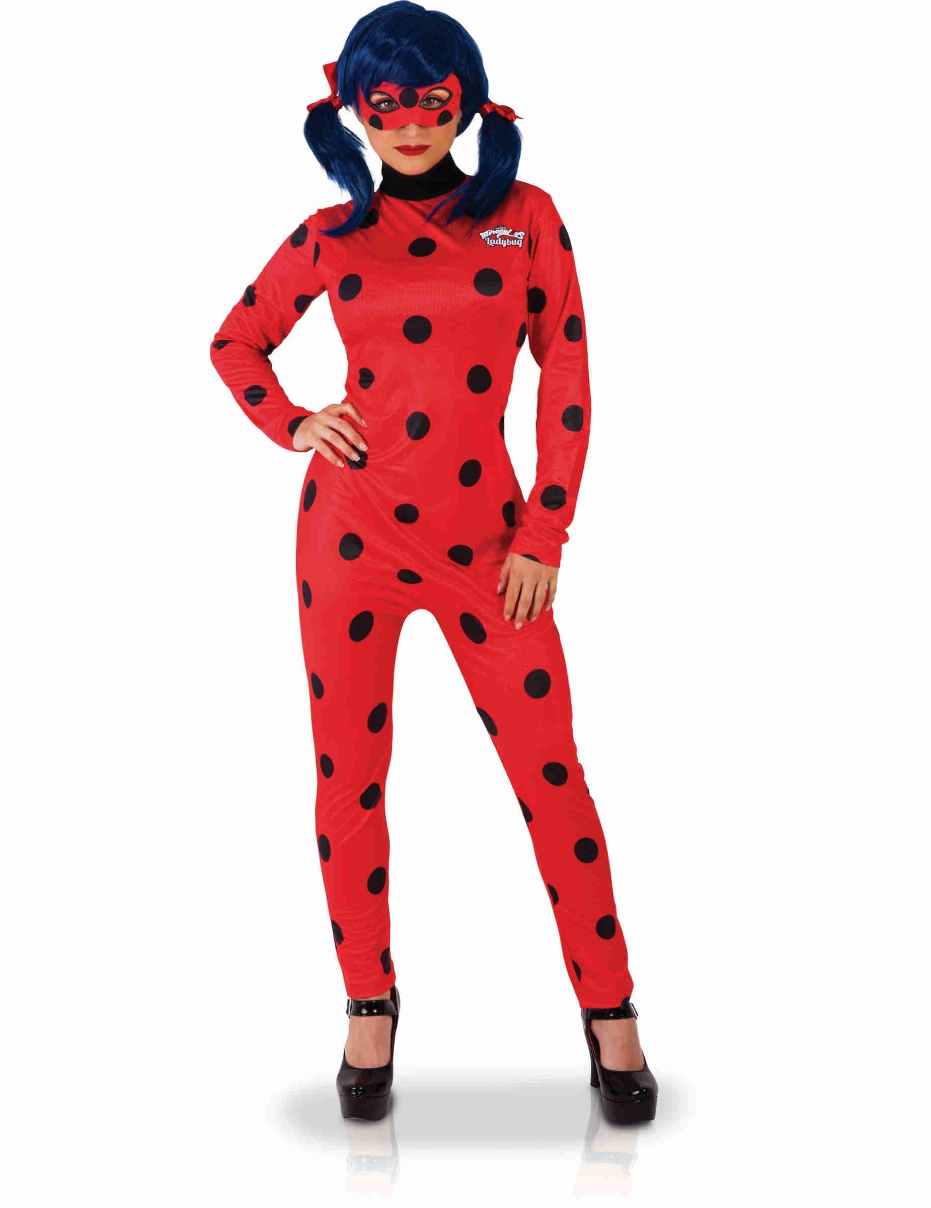 Déguisement classique Ladybug pour femme rouge à pois noirs avec loup