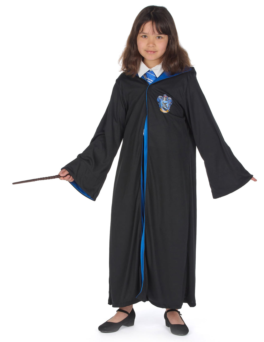 Vue d'ensemble avec baguette du déguisement classique Serdaigle Harry Potter™