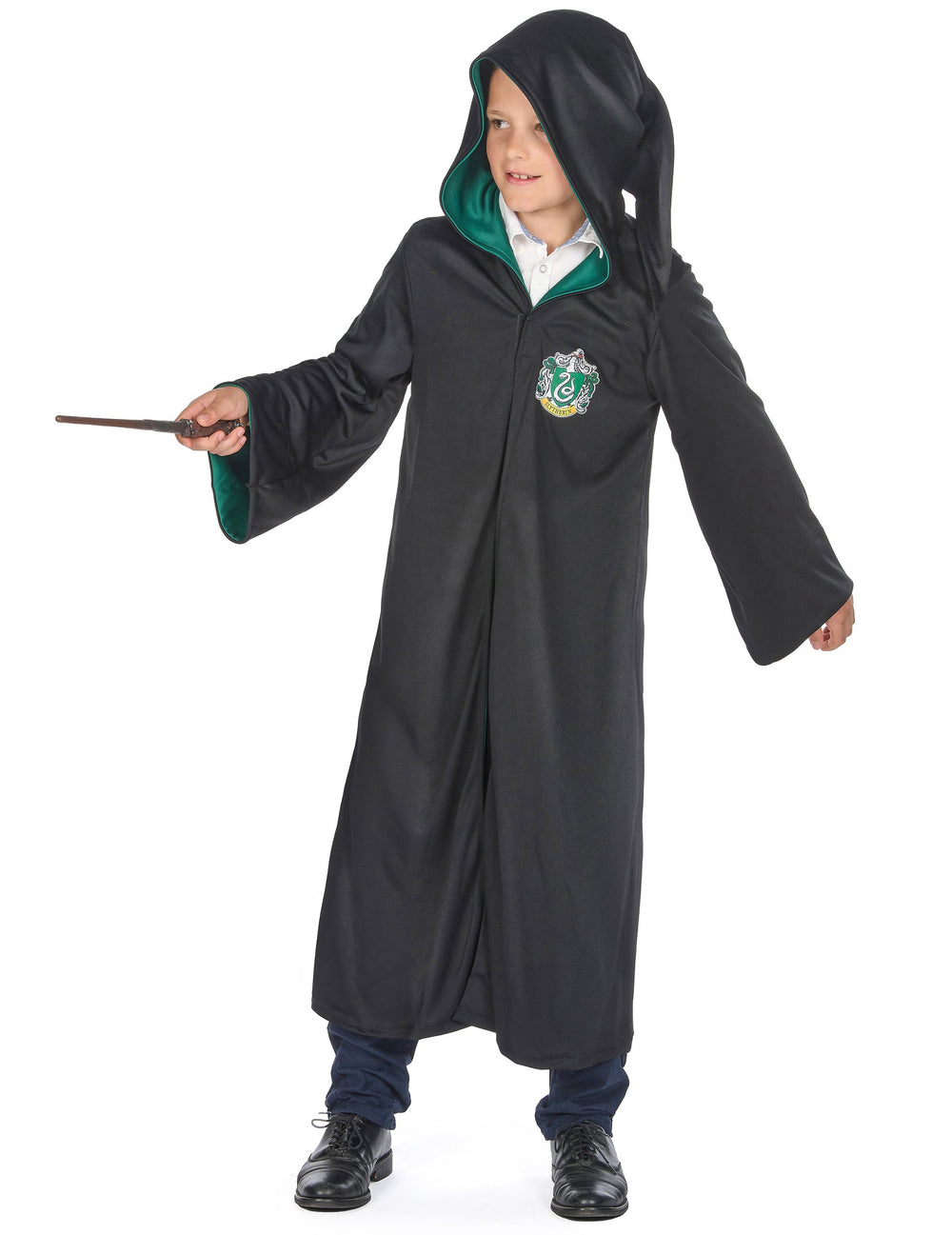 Vue d'ensemble avec capuche du déguisement classique Serpentard Harry Potter™