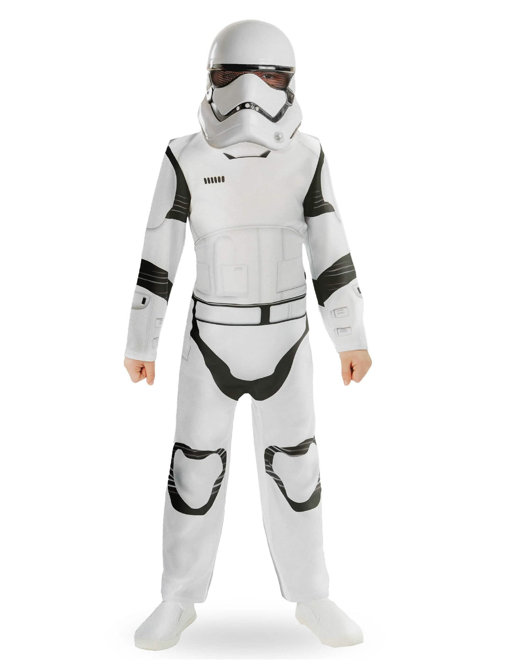 Fato clássico StormTrooper Star Wars VII para criança branco e preto com máscara