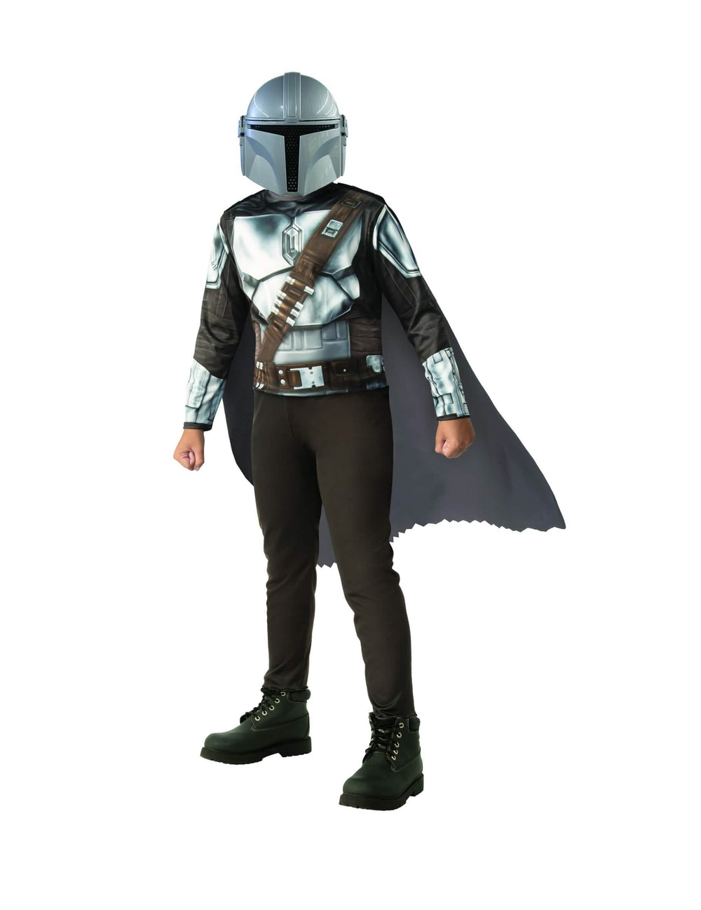 Fato clássico The Mandalorian™ para criança cinzento e castanho com capa