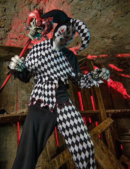 Disfarce Palhaço Arlequim Halloween homem