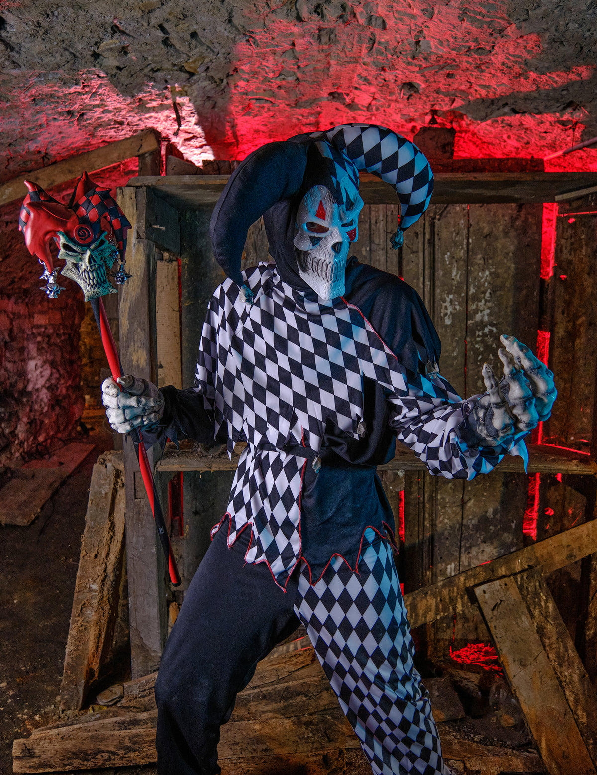 Disfarce Palhaço Arlequim Halloween homem