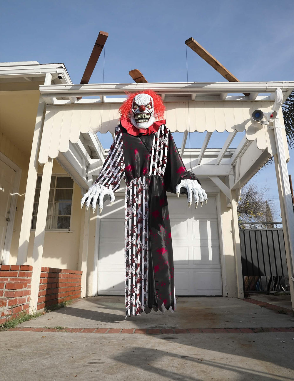 Mise em situação em estilo marioneta do disfarce de palhaço aterrador gigante 2 em 1