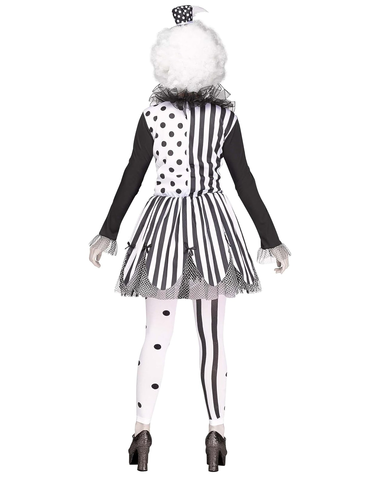 Vue de dos du déguisement clown tueur pour femme
