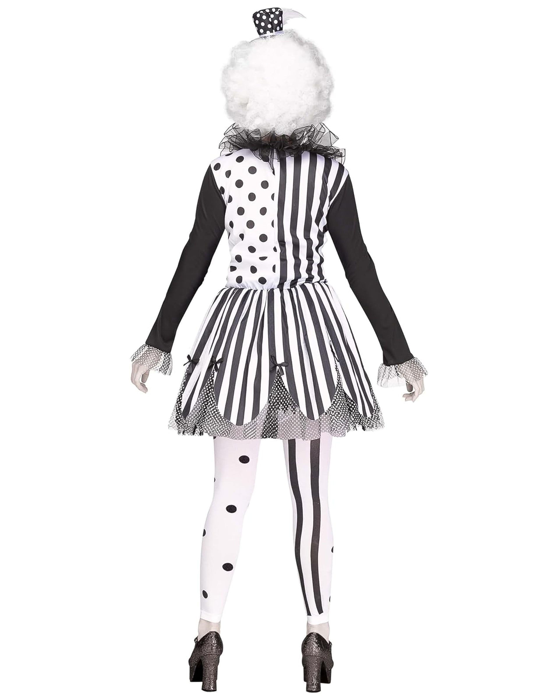 Vue de dos du déguisement clown tueur pour femme