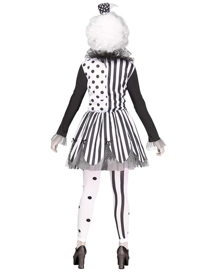 Vue de dos du déguisement clown tueur pour femme