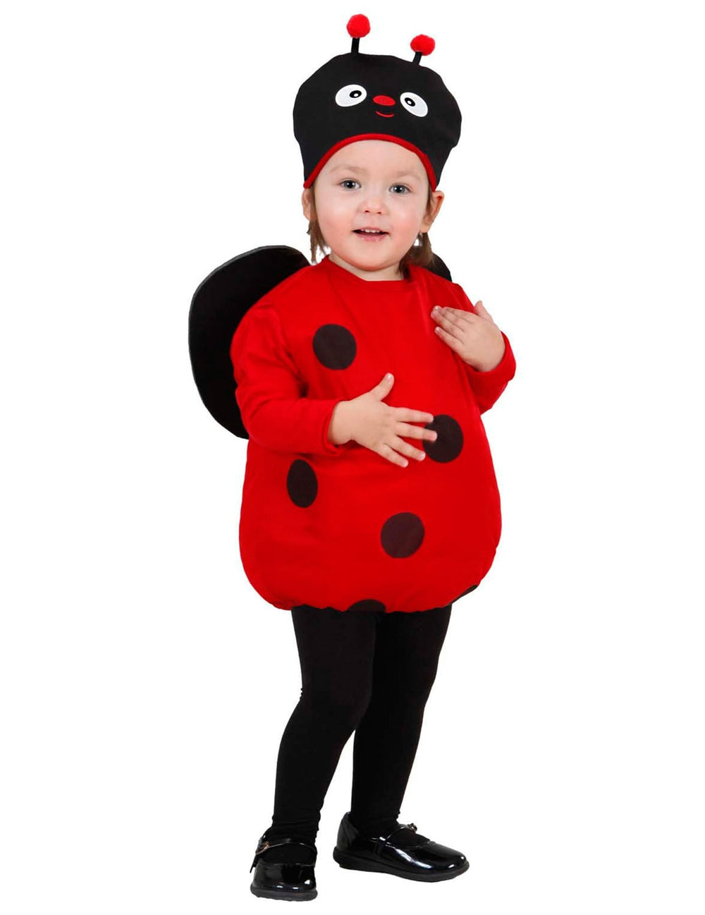 Déguisement bouffant coccinelle pour bébé rouge à pois noirs avec coiffe