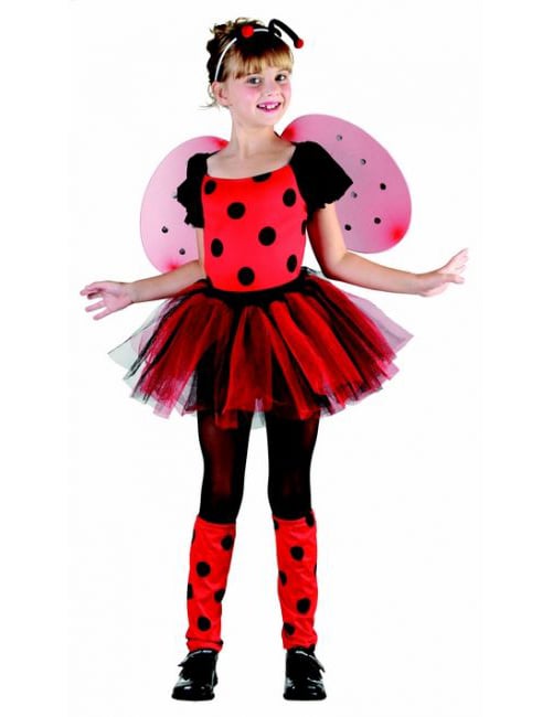 Déguisement coccinelle rouge à tutu pour fille avec ailes et antennes