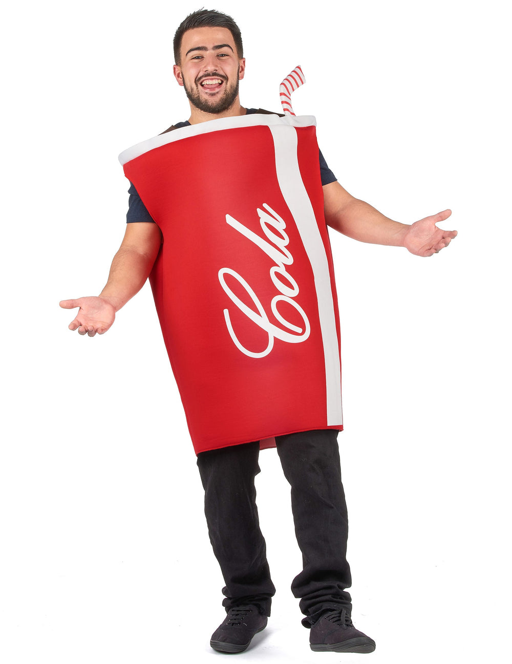 Déguisement de cola pour adulte rouge et blanc avec paille