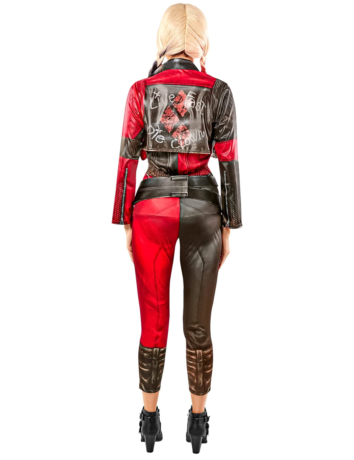 Vista de trás do fato de carnaval combinação Harley Quinn Suicide Squad 2