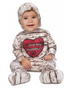 Déguisement combinaison de momie pour bébé blanc avec cœur rouge I love my mummy
