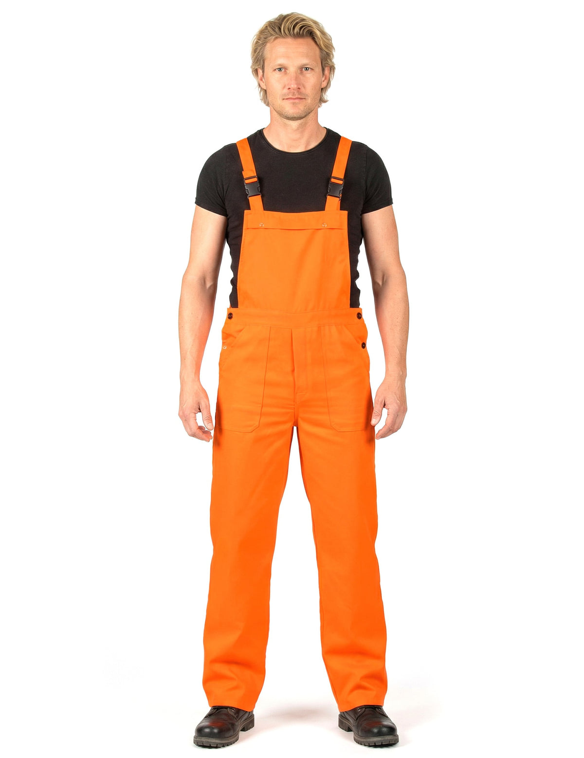 Déguisement combinaison orange fluo pour adulte style salopette