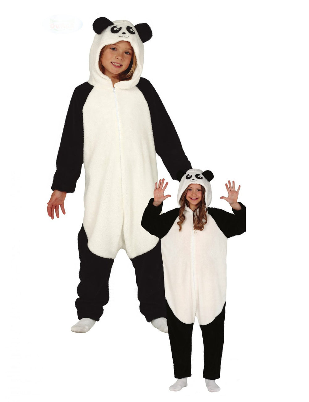 Déguisement combinaison de panda pour enfant noir et blanc en peluche