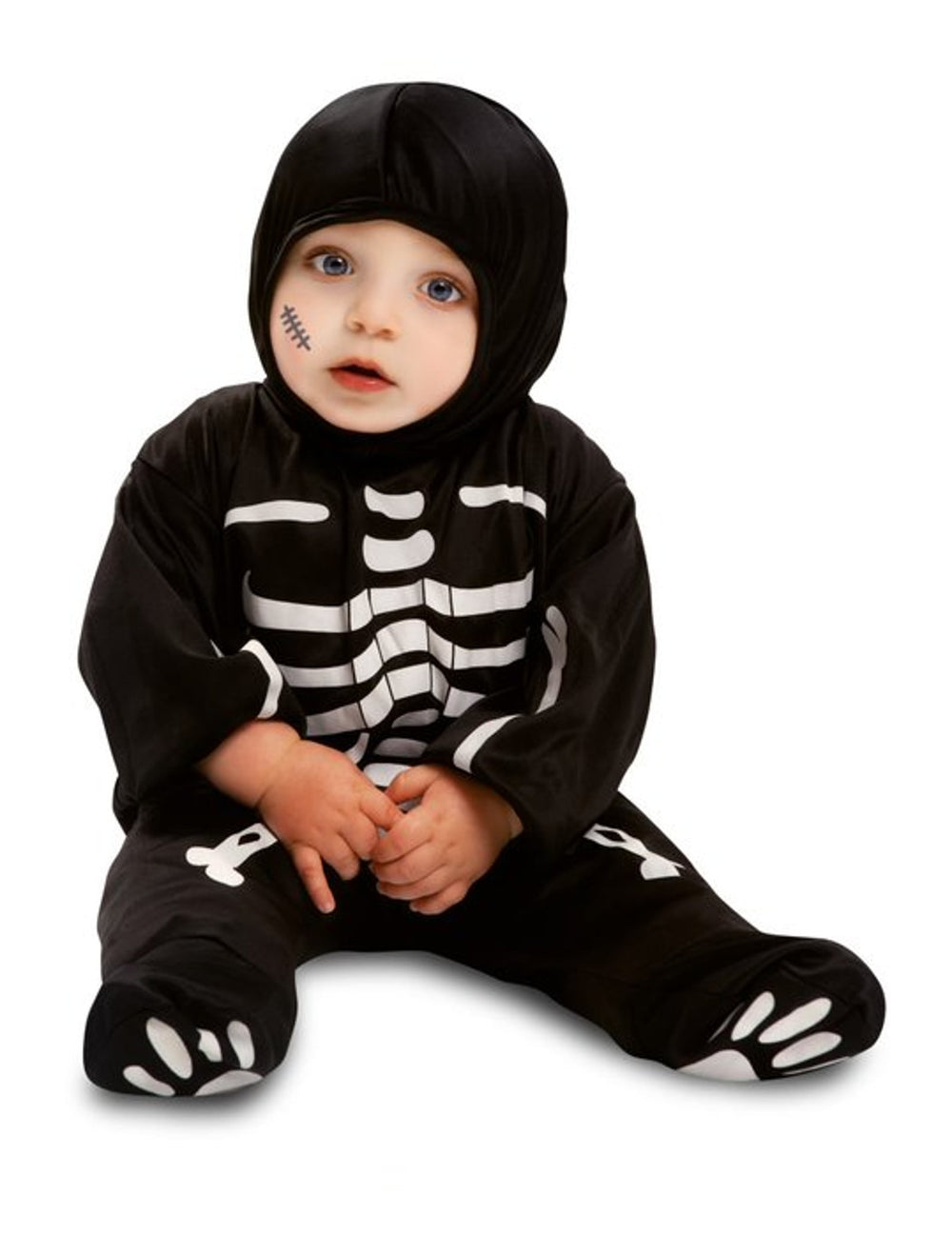 Déguisement combinaison petit squelette pour bébé noir et blanc