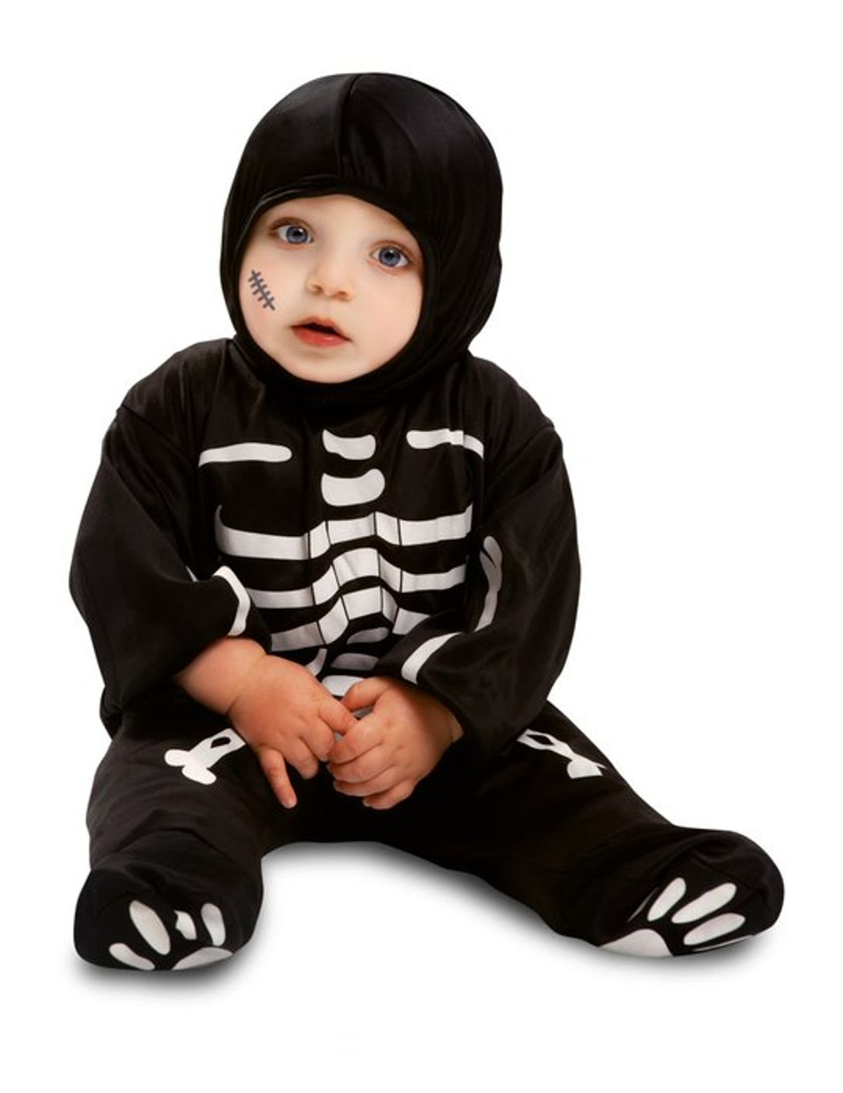 Déguisement combinaison petit squelette pour bébé noir et blanc