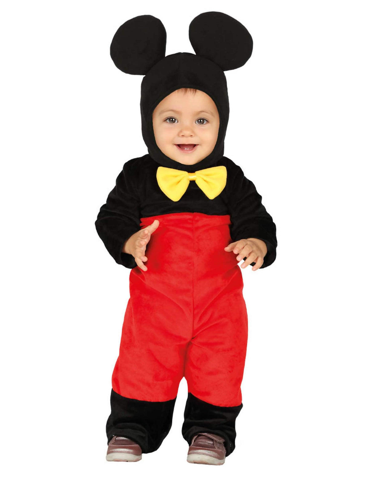 Fato de combinação de ratinho para bebé preto e vermelho com borboleta de laço amarelo