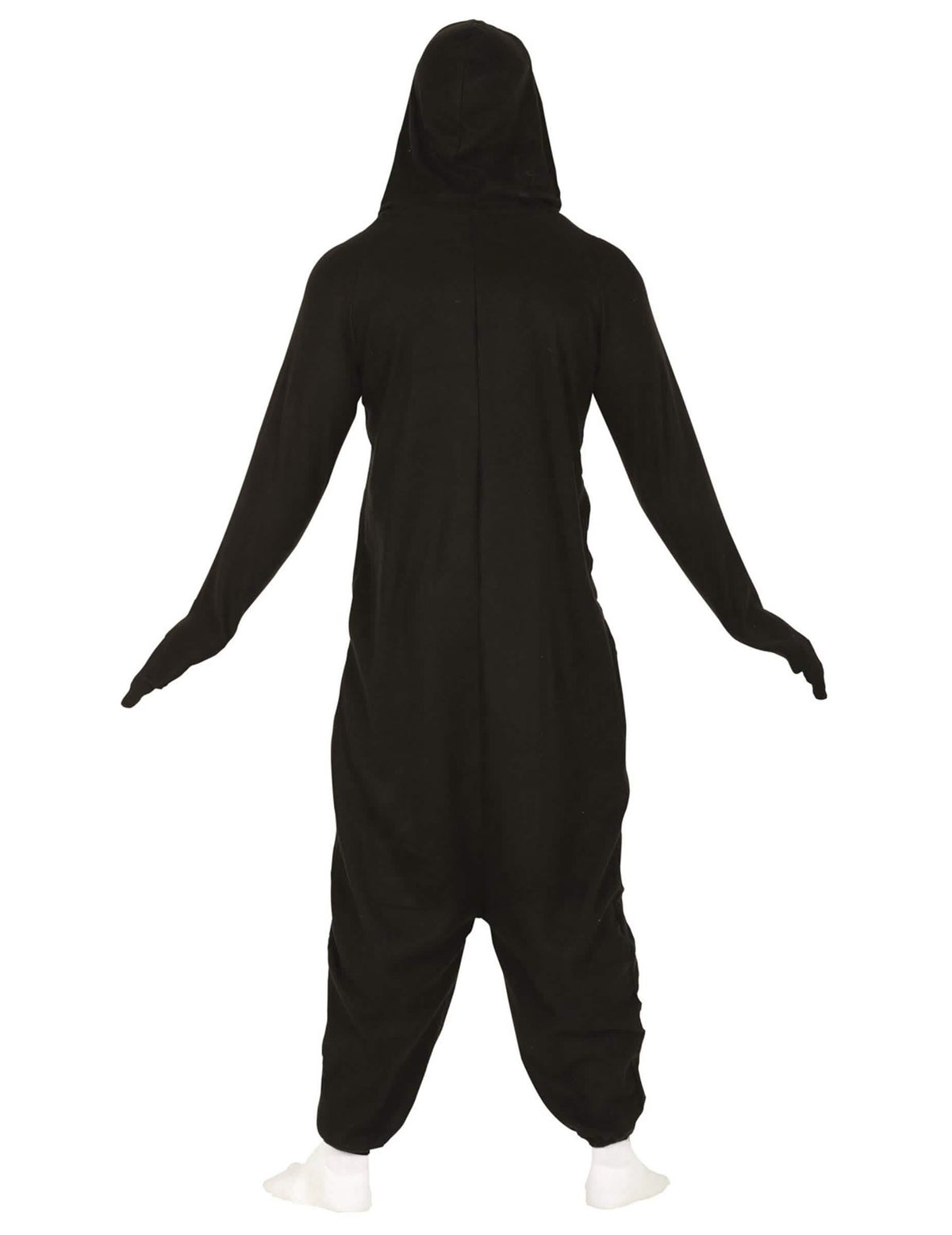Vista de trás do fato-macaco de pinguim para adulto