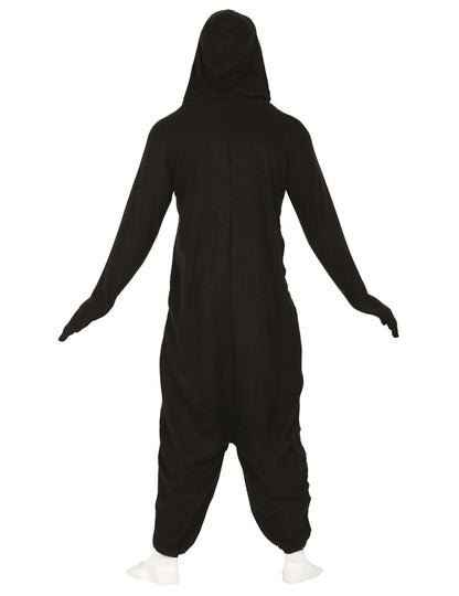 Vue de dos du déguisement combinaison pingouin pour adulte
