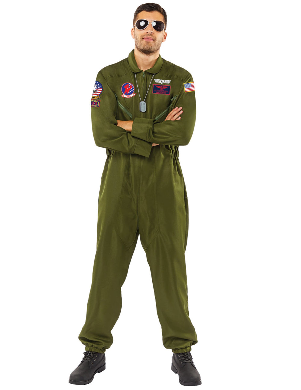 Vue de face en pied du déguisement combinaison Top Gun™
