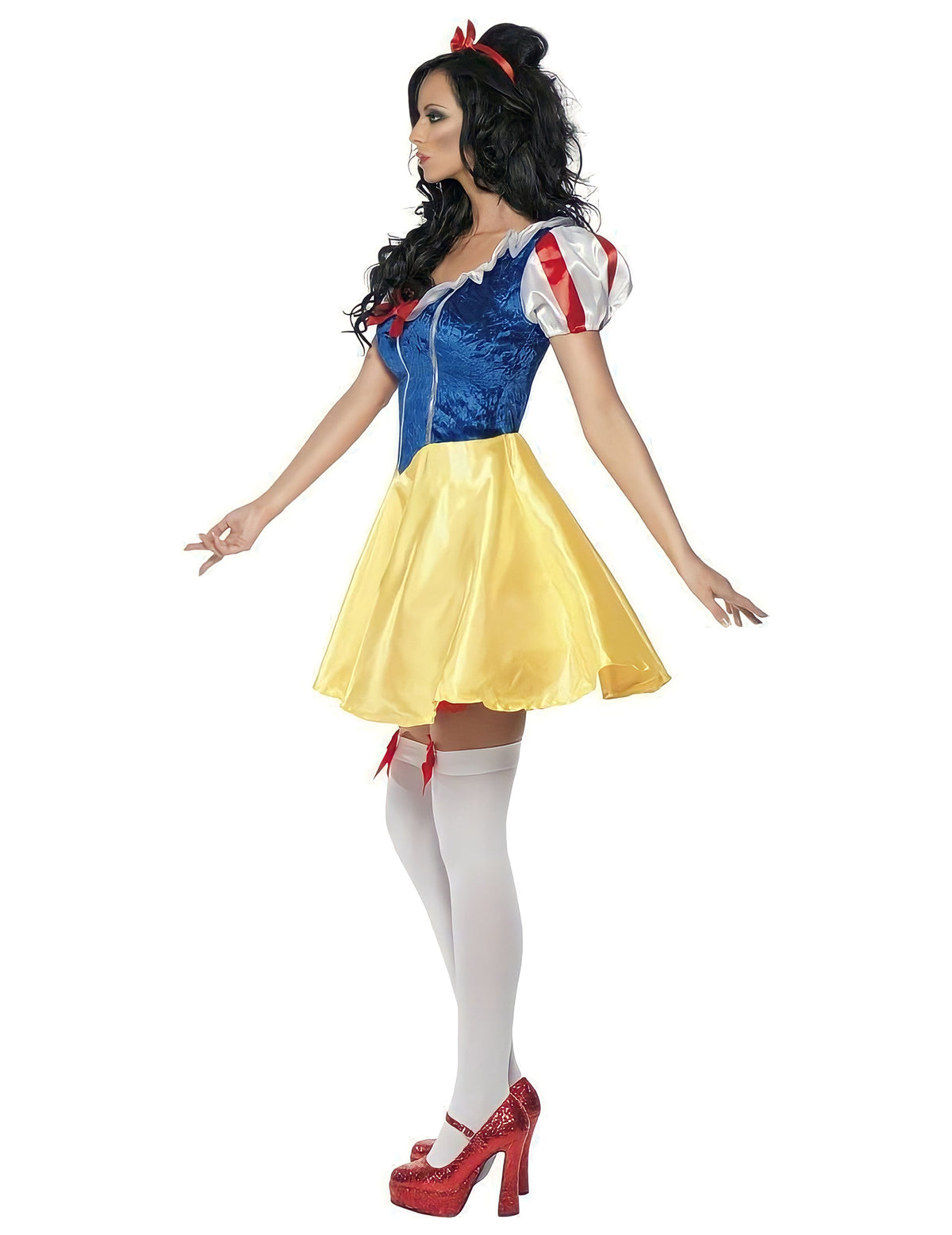 Déguisement conte de fées sexy pour femme bleu jaune et rouge