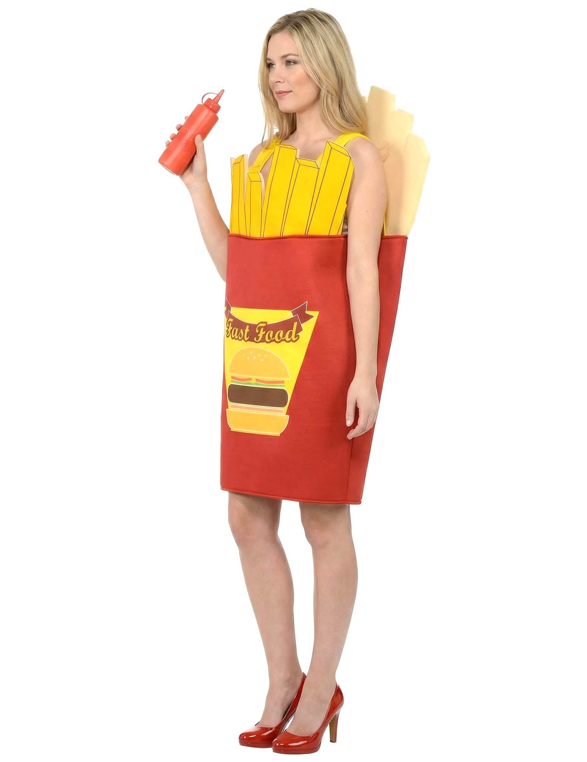 Fato de adulto Corneta de Batatas Fritas vermelho e amarelo