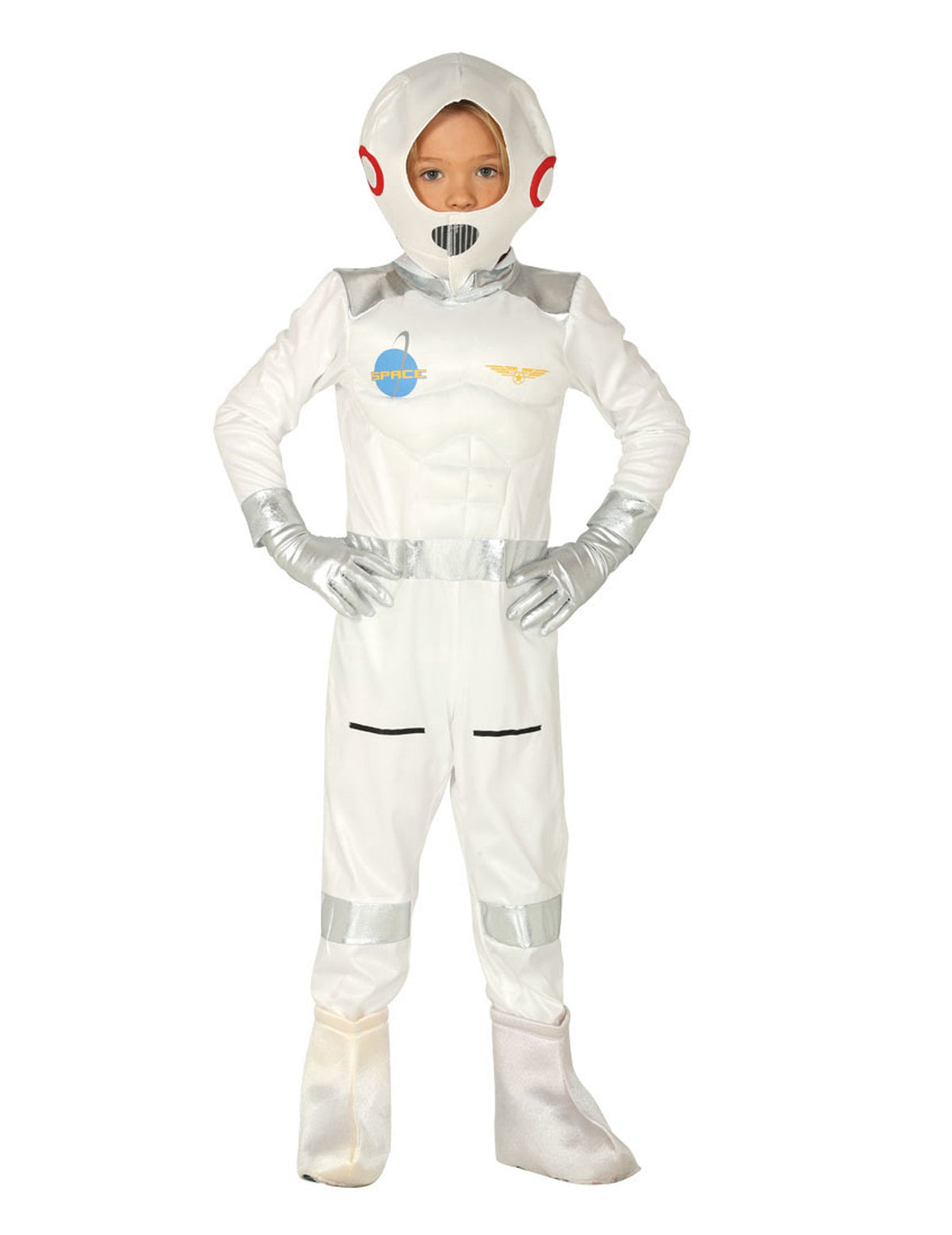Déguisement cosmonaute pour enfant blanc et argent avec casque