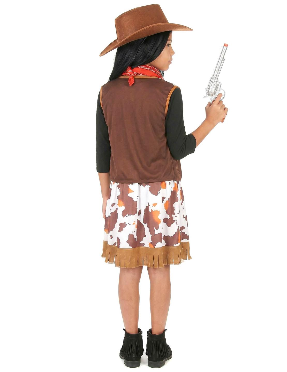 Vista de costas com pistola do disfarce de cowboy do oeste