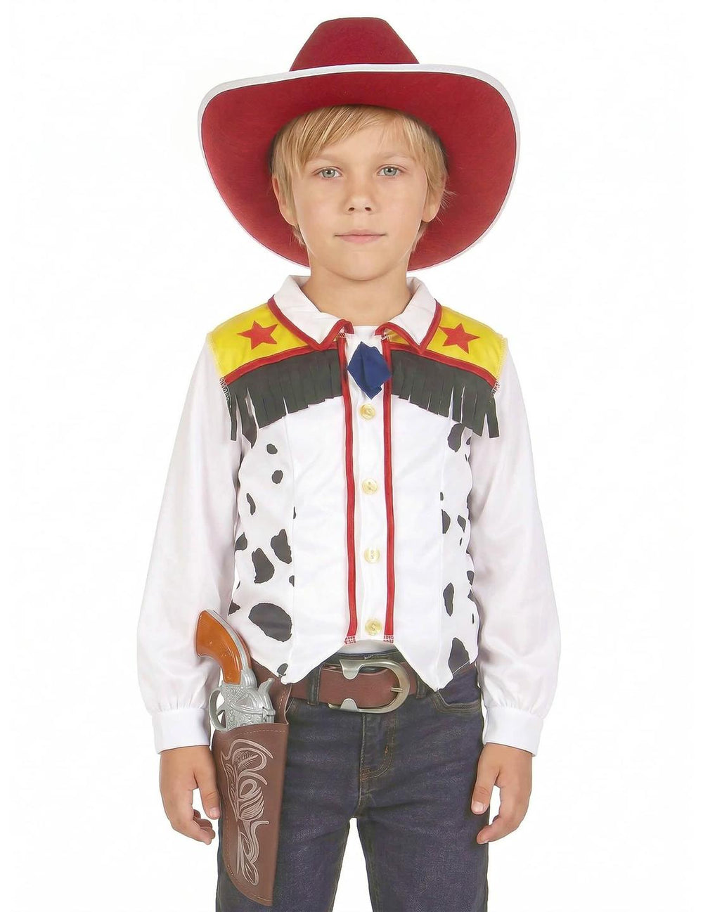 Plano aproximado do colete e do chapéu do fato de cowboy para menino