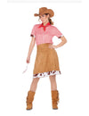 Déguisement cowgirl de l'Ouest pour femme marron et rouge avec chemise à carreaux