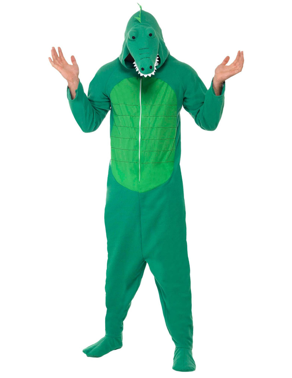 Vue de face du déguisement de crocodile pour adulte