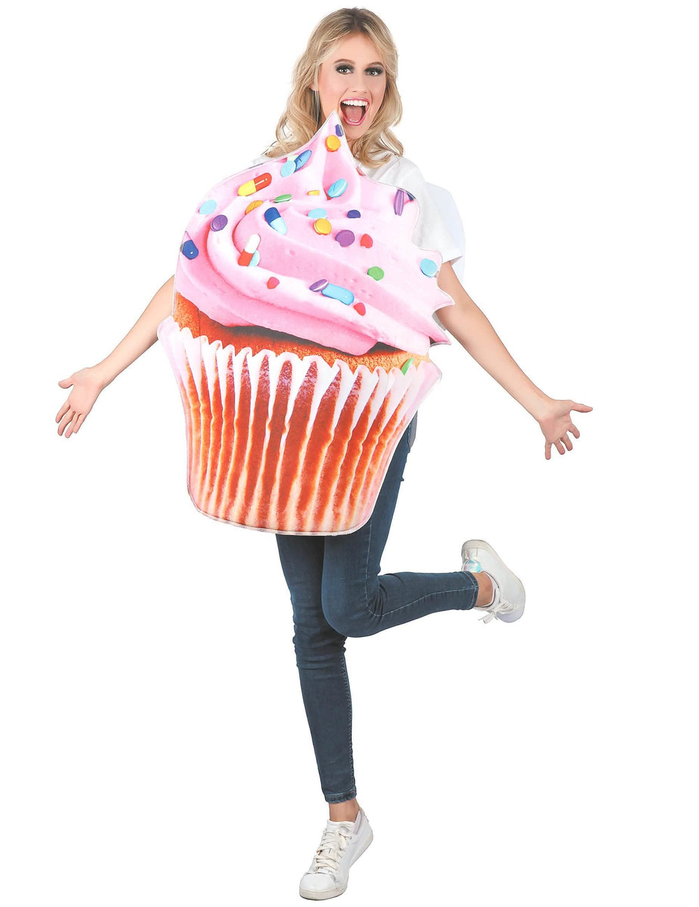 Fato de cupcake vitaminado para adulto cor de rosa