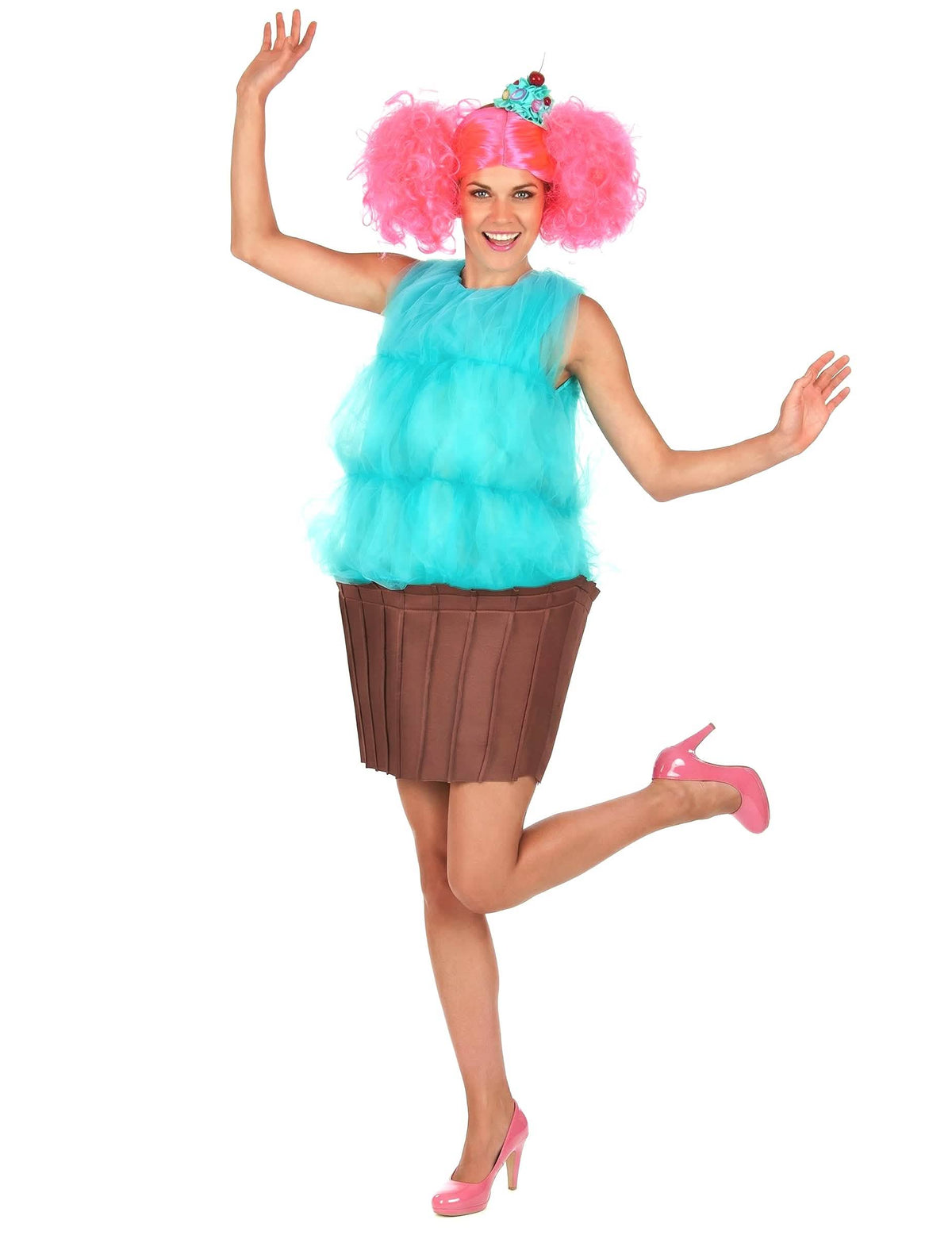 Vista geral do disfarce de cupcake para mulher