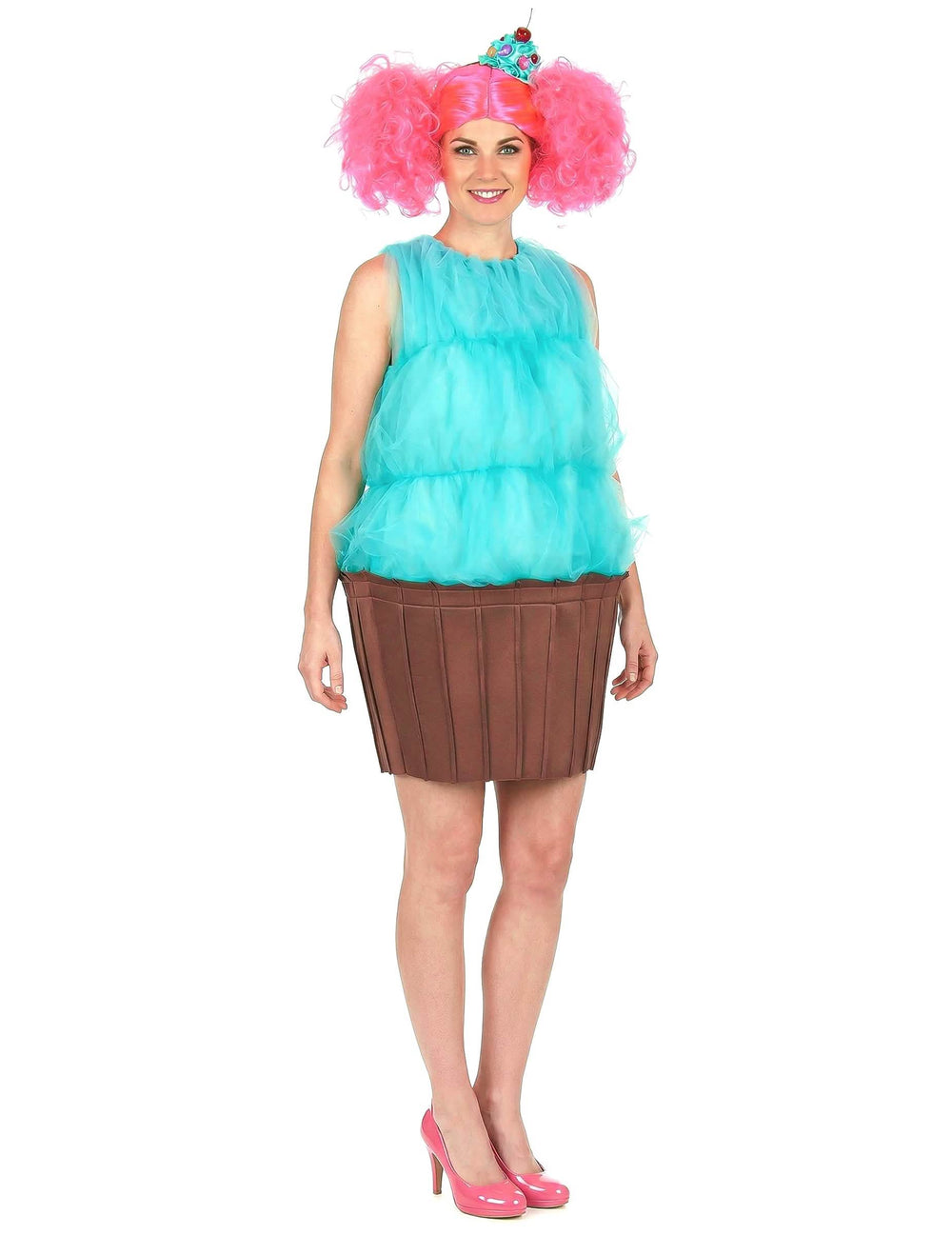 Vista frontal do disfarce de cupcake para mulher