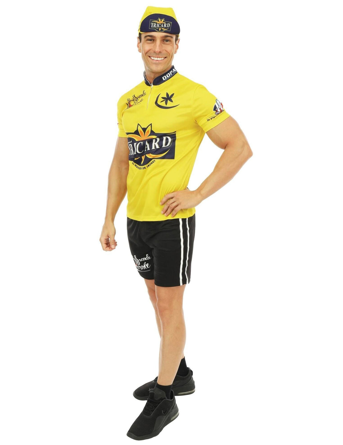 Vue de profil du déguisement de cycliste Tricard