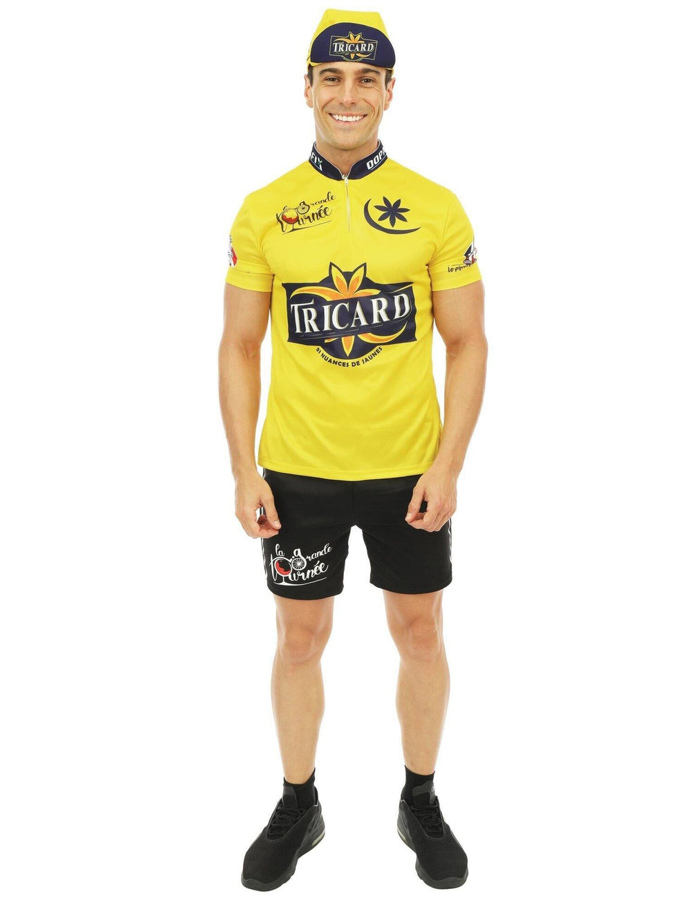 Vue de face du déguisement de cycliste Tricard