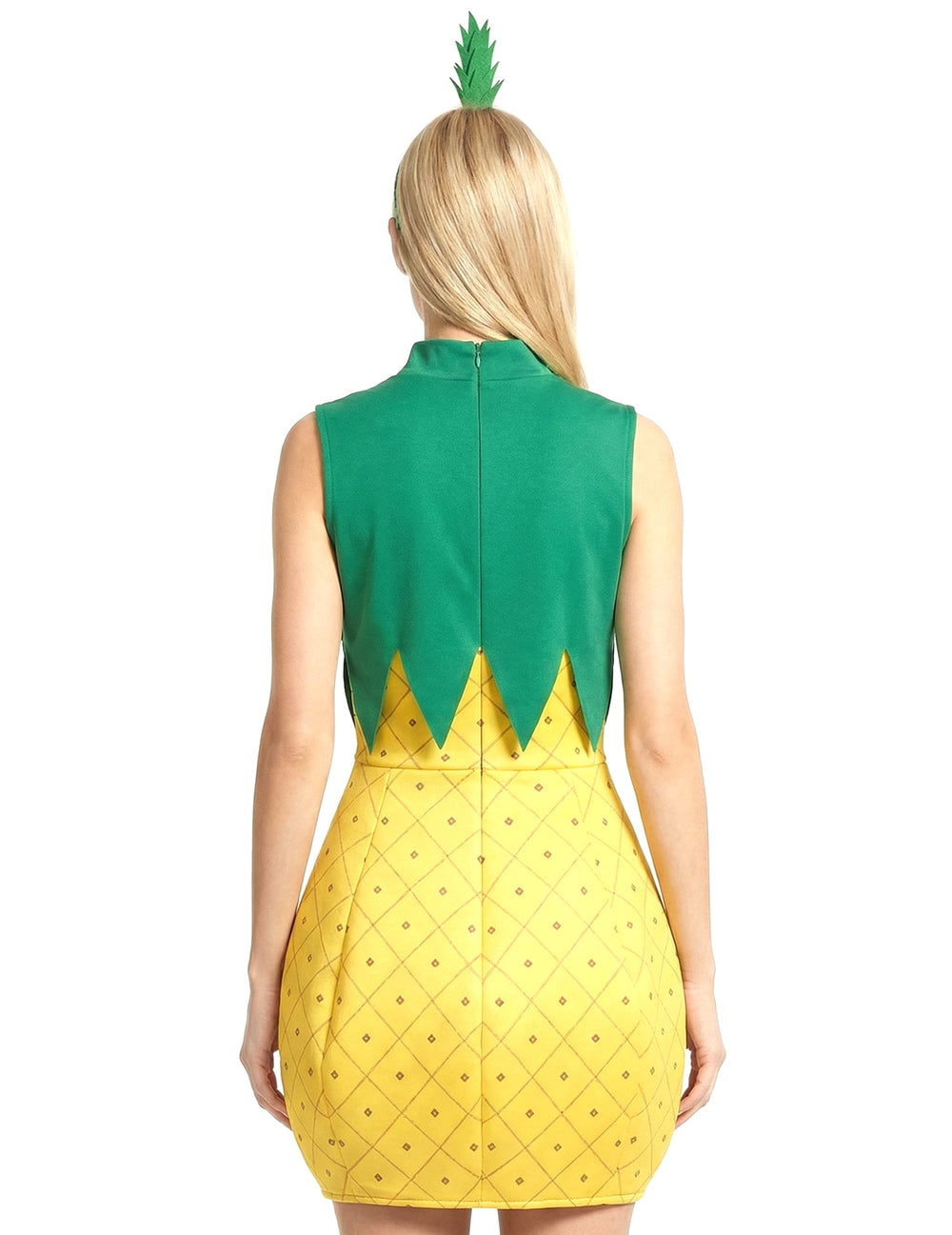 Vue de dos de la robe du déguisement d'ananas pour femme