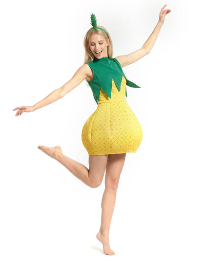 Vue de profil du déguisement d'ananas pour femme