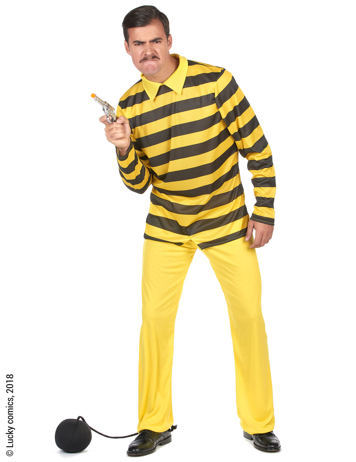 Déguisement Dalton Lucky Luke pour homme jaune et noir rayé