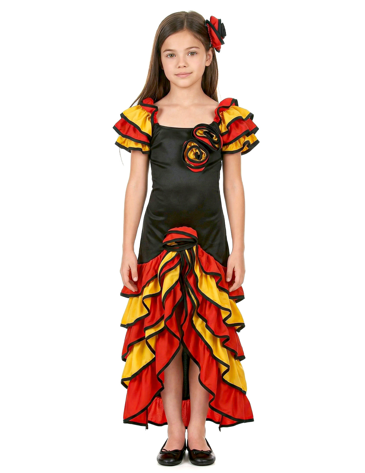 Détail des volants de la robe du déguisement de danseuse espagnole pour fille
