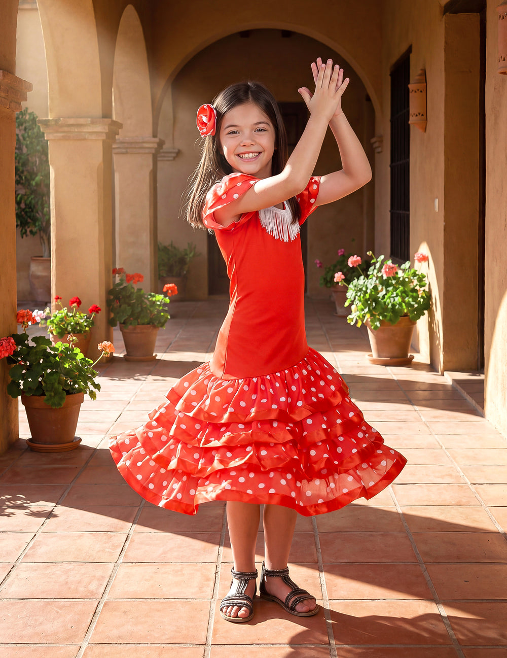 Encenação de dança do fato de dança flamenca