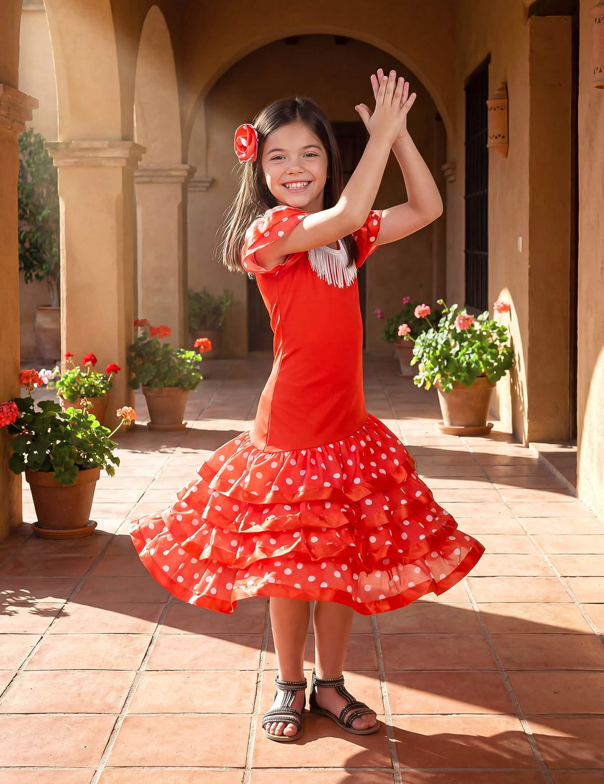 Encenação de dança do fato de dança flamenca