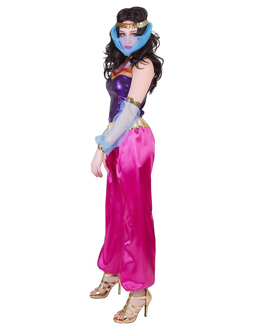 Vue de profil du déguisement de danseuse orientale avec coiffe