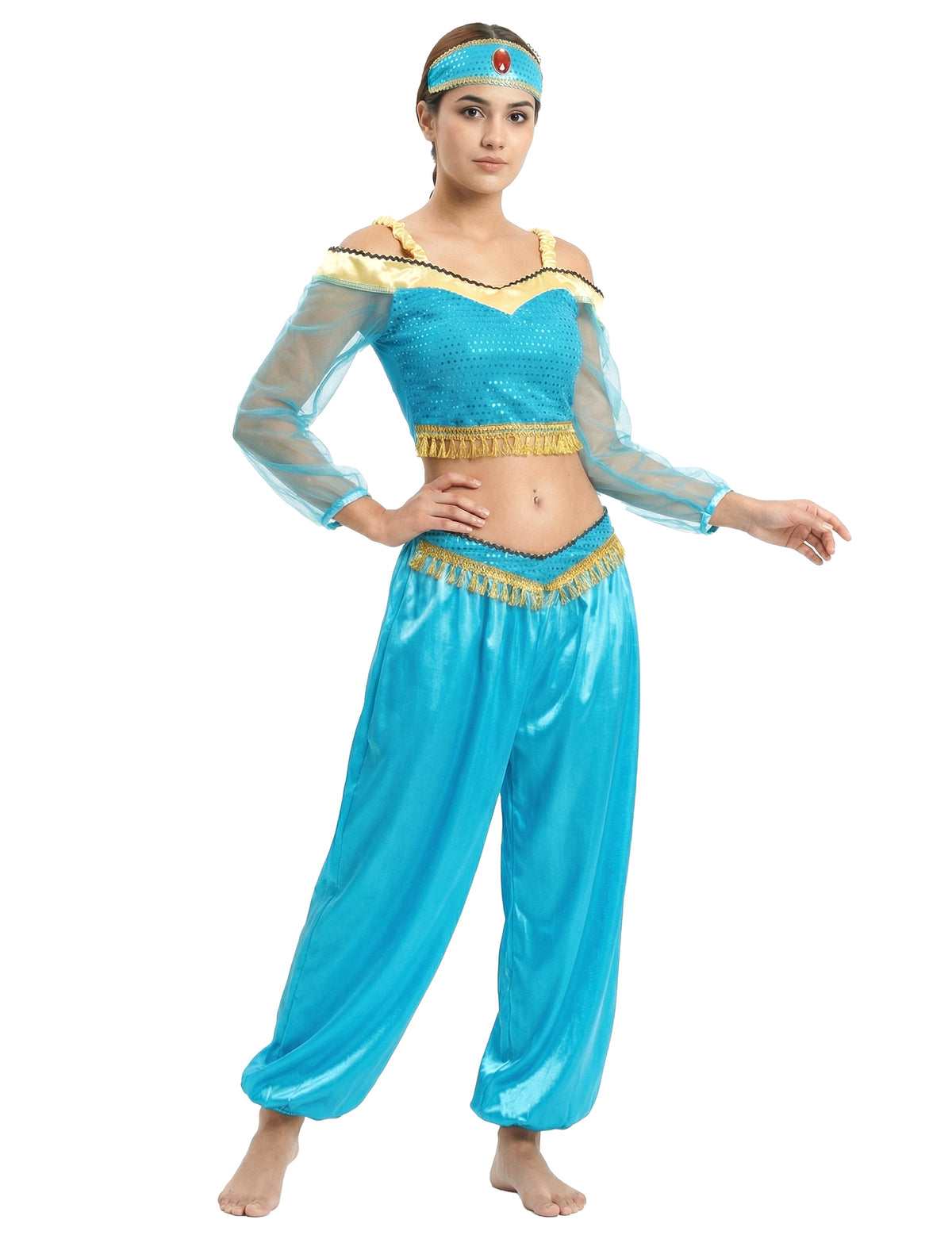 Vue d'ensemble du déguisement de danseuse orientale pour femme