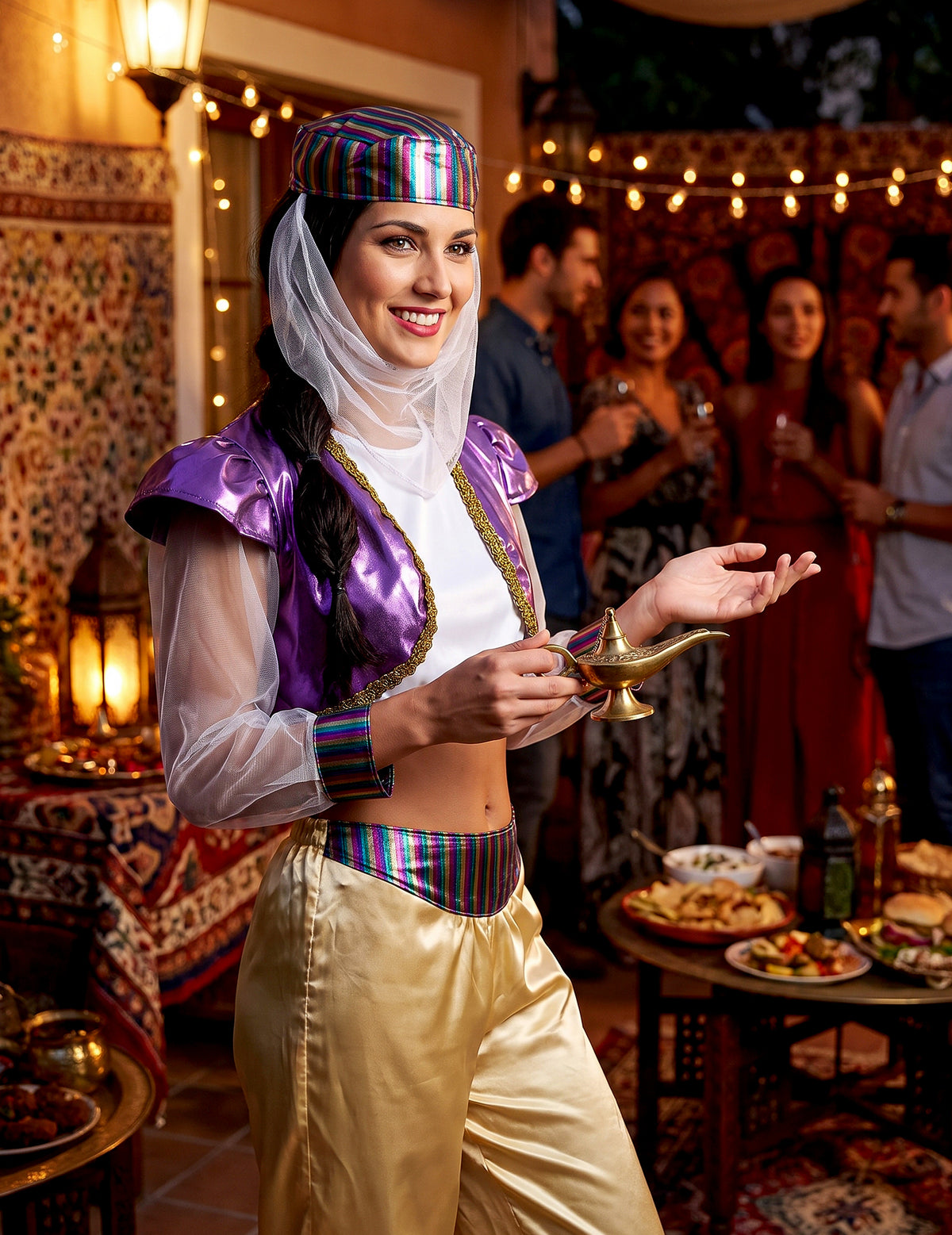 Disfarce de dançarina oriental colorida mulher
