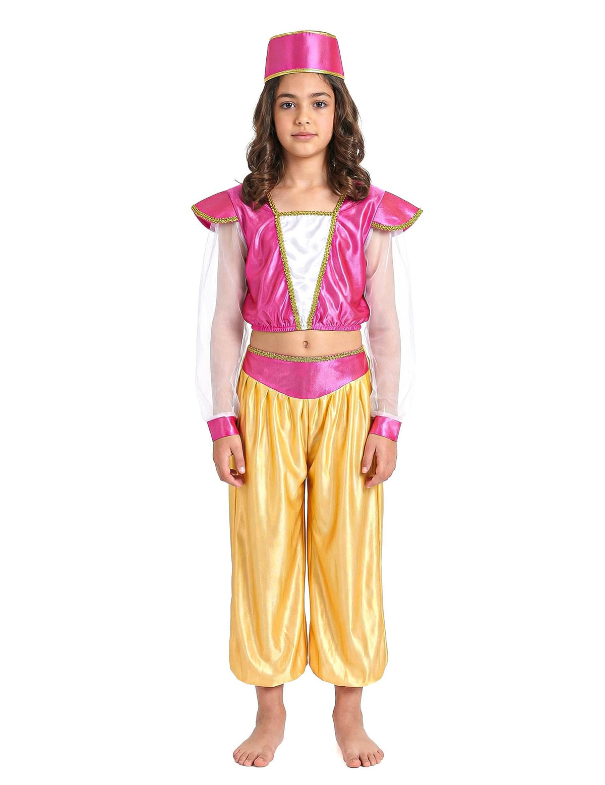 Vue de face du déguisement danseuse orientale luxe pour fille