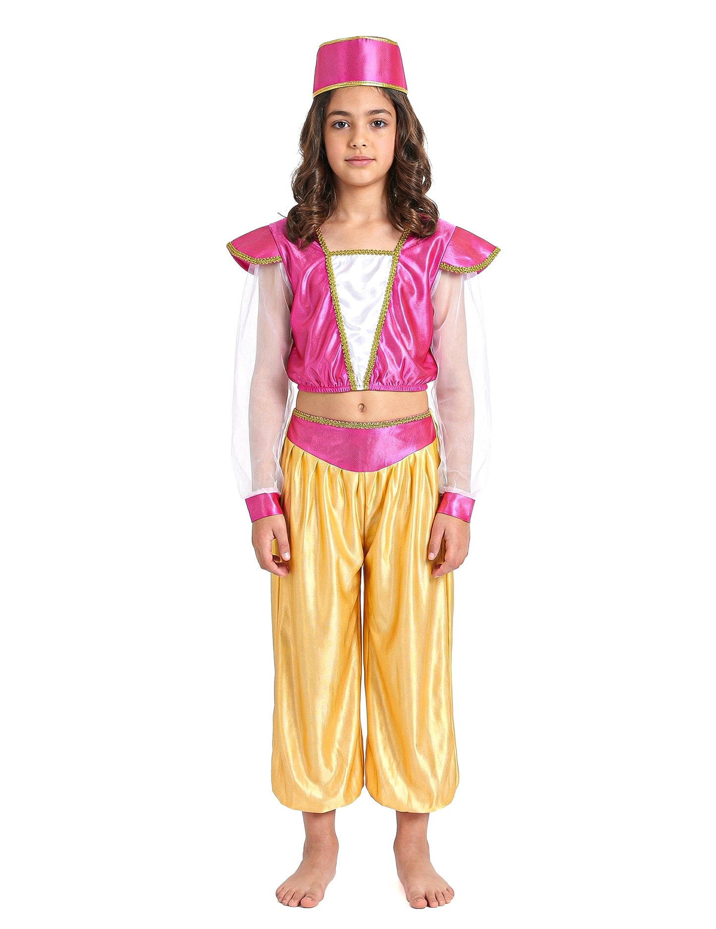Vue de face du déguisement danseuse orientale luxe pour fille