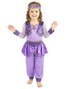 Déguisement de danseuse orientale pour fille violet avec bandeau et dorures