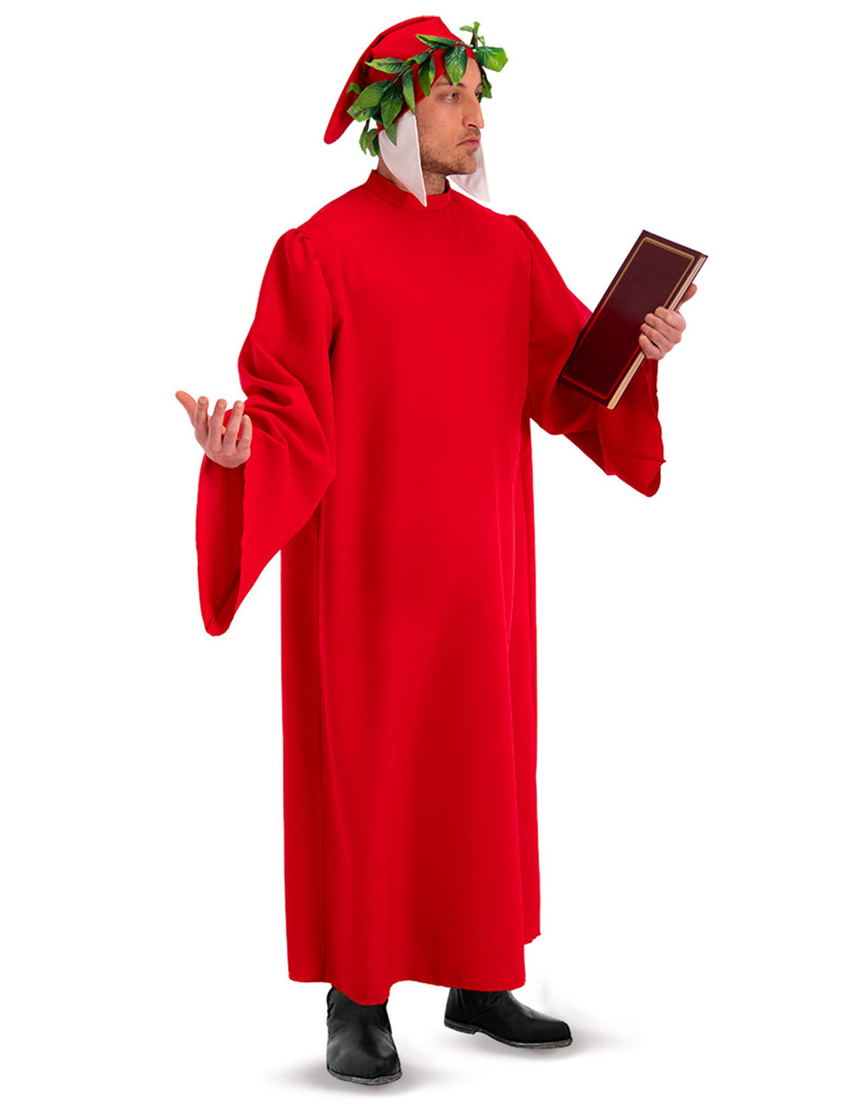 Déguisement de Dante pour adulte rouge avec couronne de laurier